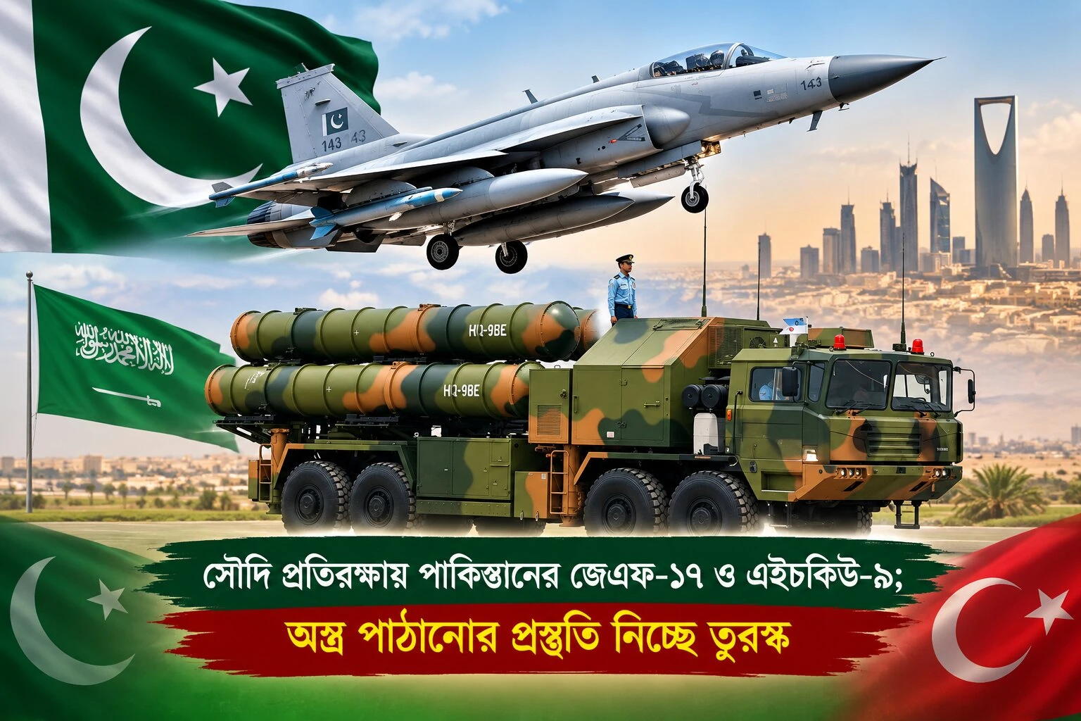সৌদি প্রতিরক্ষায় পাকিস্তানের জেএফ-১৭ ও এইচকিউ-৯, অস্ত্র পাঠানোর প্রস্তুতি নিচ্ছে তুরস্ক