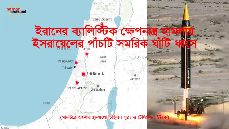 ইরানি ব্যালিস্টিক ক্ষেপণাস্ত্র হামলায় পাঁচটি আইডিএফ ঘাঁটি ধ্বংস
